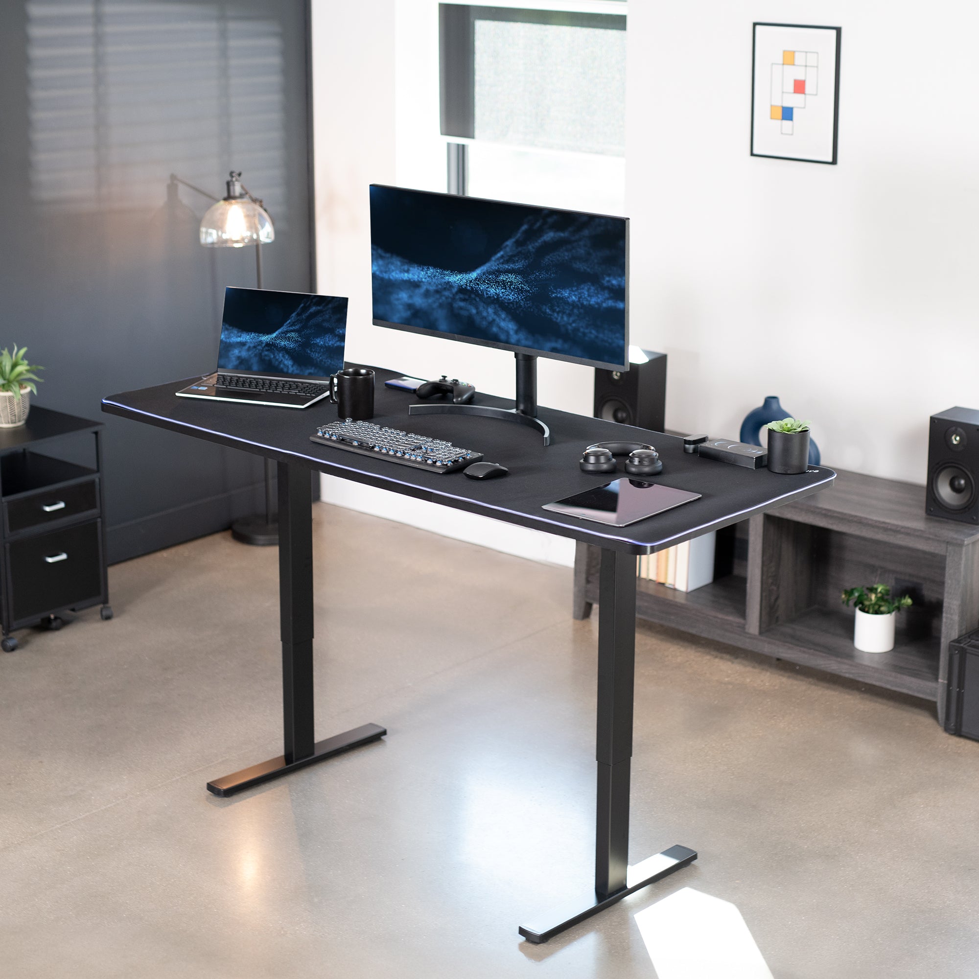1B Split Top Series Single Motor Electric Standing Desk with Push Button Memory Controller - Perfect for Home Office, Gaming & Study Workspace