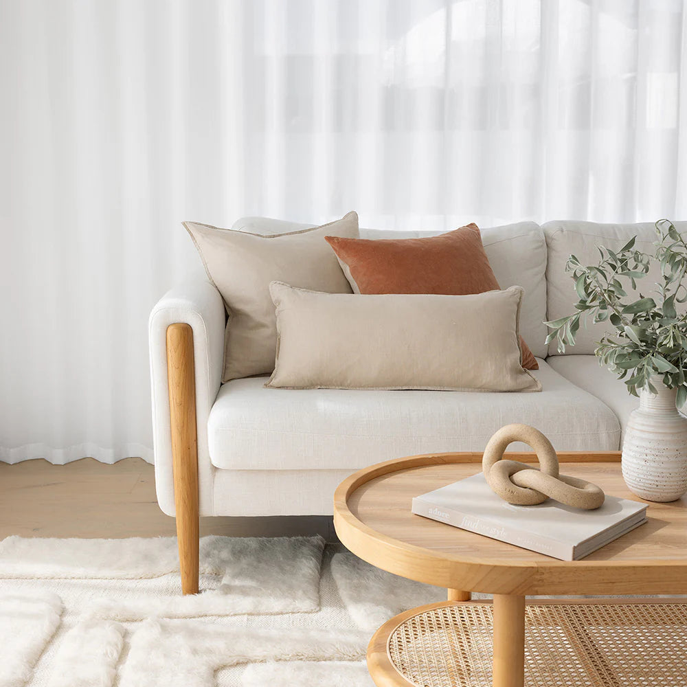 Bambury Pebble Linen Long Rectangle Cushion Cover 30 x 60cm - Soft Decorative Throw Pillow for Sofa, Bed, or Outdoor Patio Furniture