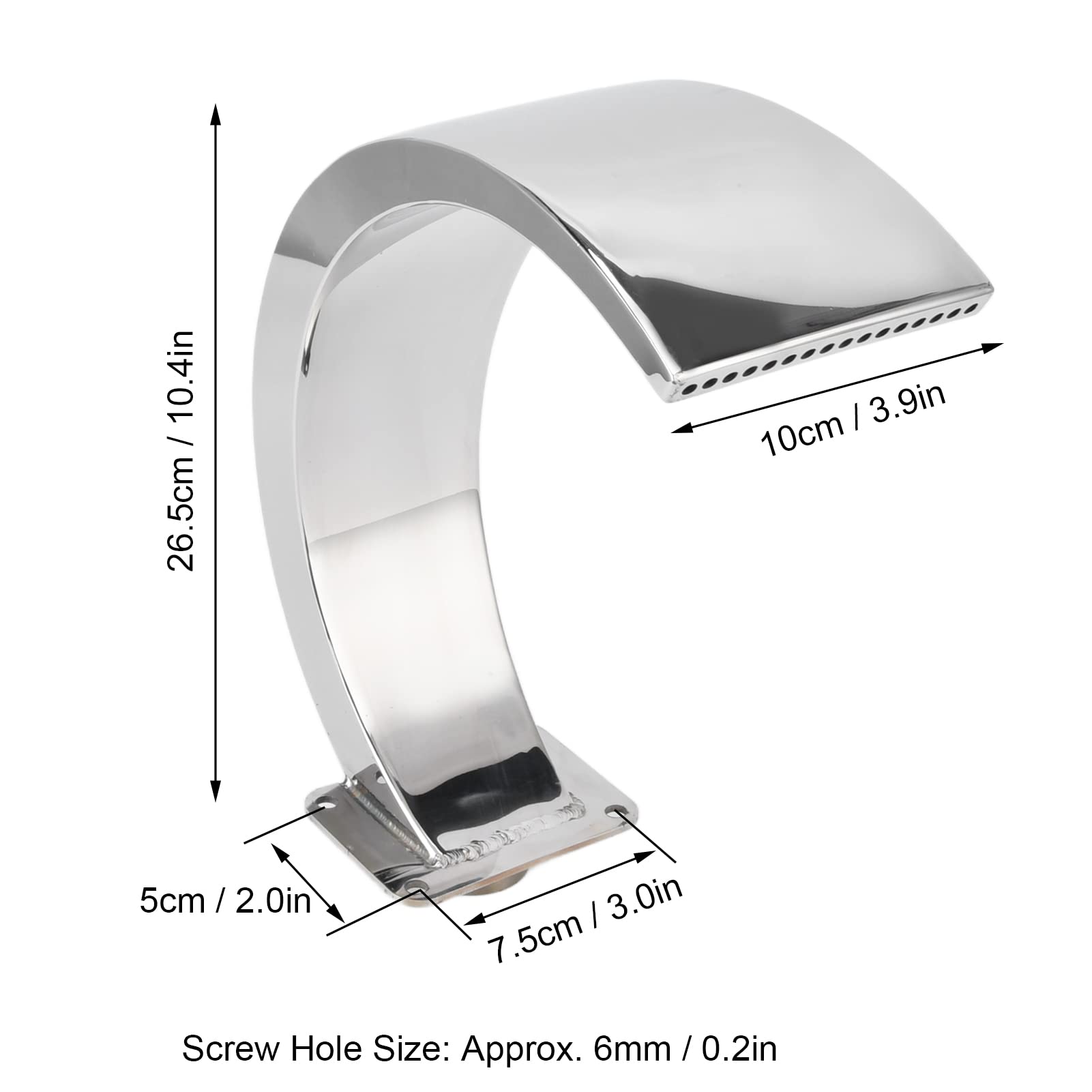 Stainless Steel Waterfall Pool Fountain - Outdoor Garden & Swimming Pool Water Feature with G1 Female Thread, 10.4