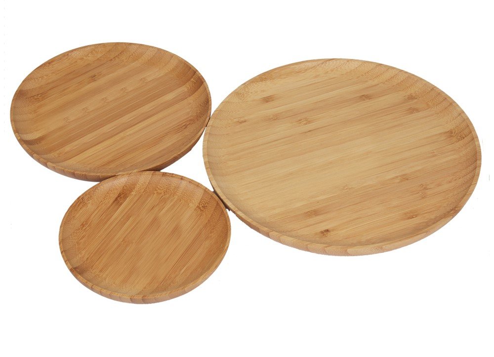 Eco-Friendly Bamboo Plates Set of 3 - Reusable & Biodegradable Dinnerware for Sustainable Living - Perfect for Picnics, Parties & Everyday Use