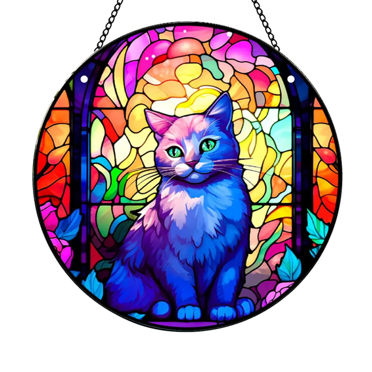 Fantasy Cat Acrylic Window Hanging - Cute Cat Wall Decor for Cat Lovers - Pink Christmas & Fall Home Decor - Perfect Housewarming Gift for Office or Home (Size S, Cat-1) - Ideal for Living Room, Bedroom, Nursery & Holiday Decorations