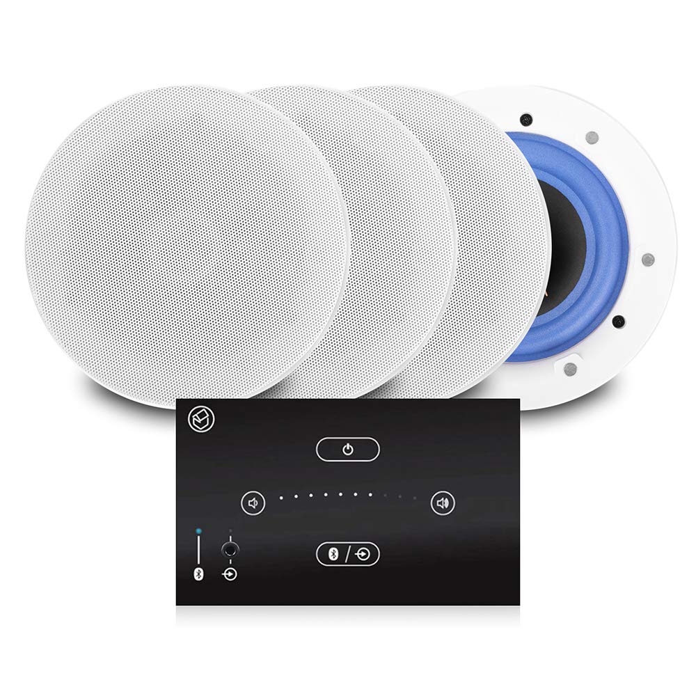 Power Dynamics Bluetooth Ceiling Speaker System - Systemline E50 Touch Panel Wall Amplifier Kit with 4x PD ESCS6 6.5