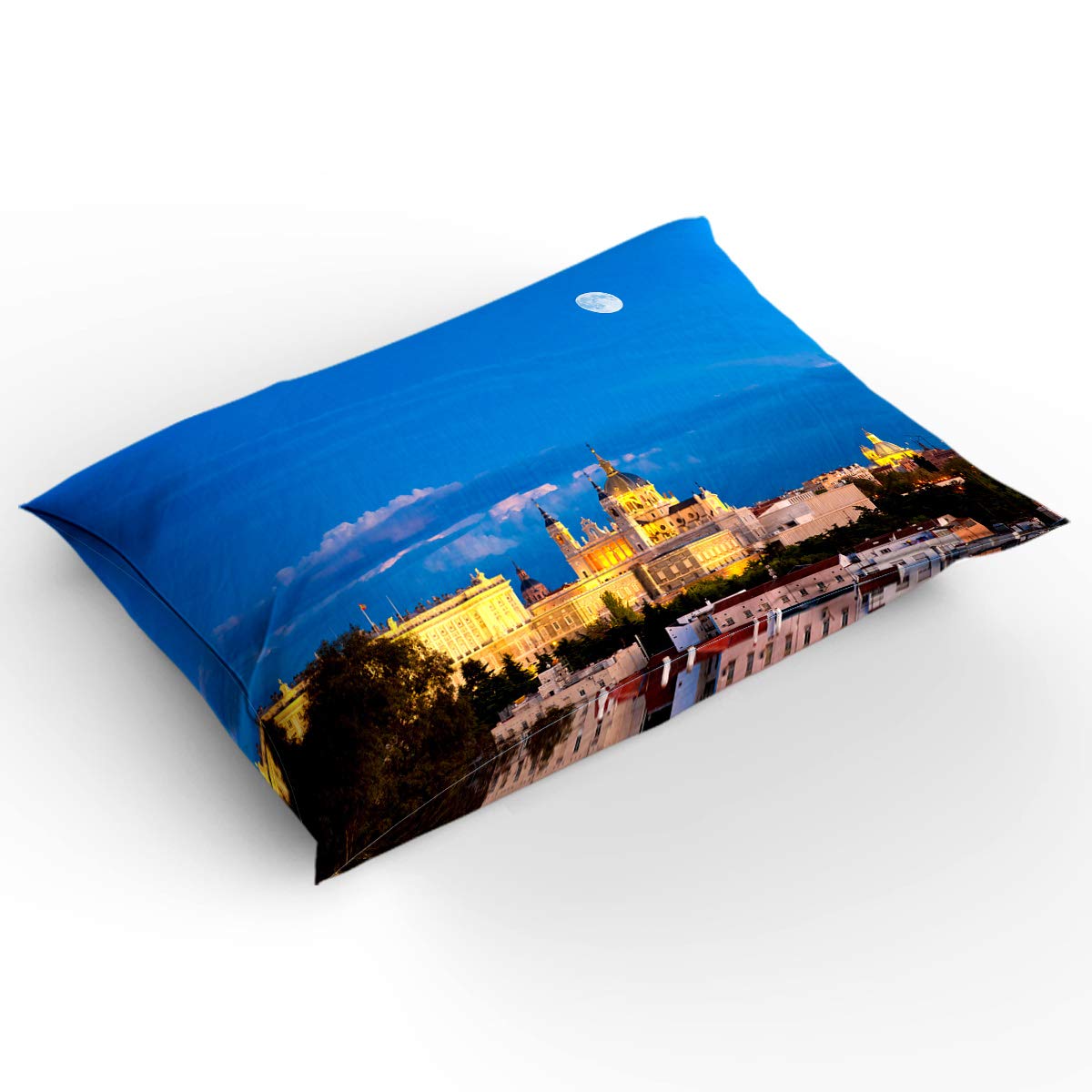 Queen Size Duvet Cover Set - Cute Kids Bedding with Madrid Night Sky Print - Soft 4-Piece Bed Sheet Set (1 Flat Sheet, 1 Duvet Cover, 2 Pillowcases) for Women & Men - Perfect for Kids' Rooms, Guest Bedrooms & Cozy Home Decor