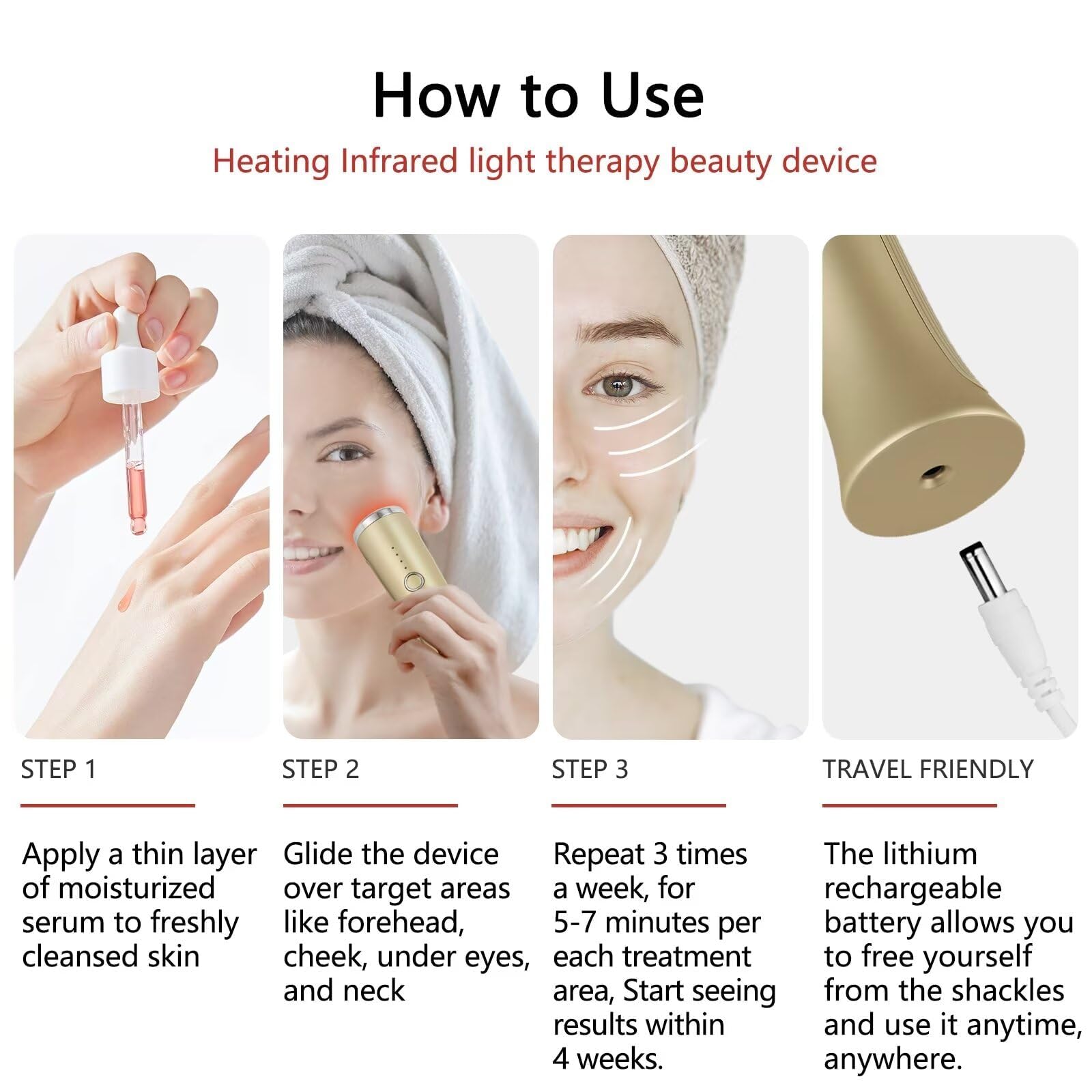 Red Light Therapy Wand for Face - Anti Aging LED Infrared Light Therapy Device, Skin Tightening & Wrinkle Removal, Facial Massager for Skin Rejuvenation & Lifting | At-Home Skincare & Spa Treatment