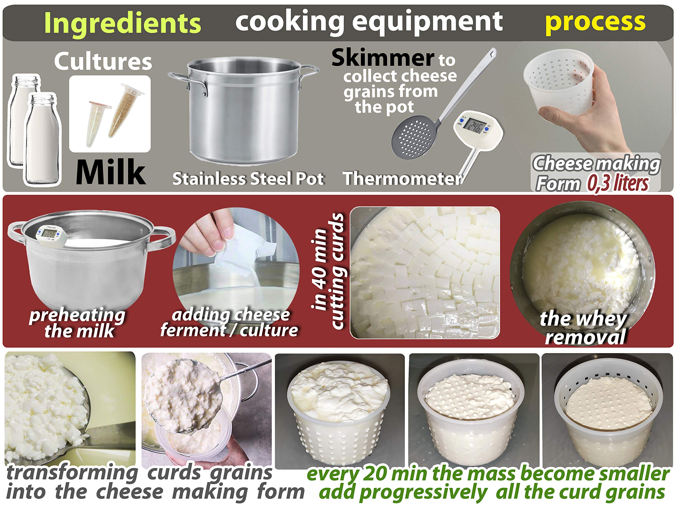 PetriStor 10-Piece Small Cheese Mold Set for Homemade Cheese Making - 1/3 qt Soft Cheese Molds for Cream Cheese, Feta & Queso Fresco - Perfect for DIY Cheese Kits, Artisan Cheesemaking & Home Kitchen Use