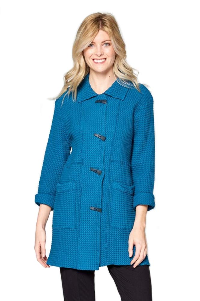 Women's Lightweight Cotton Waffle Knit Jacket - All Season Casual Cardigan for Spring, Fall & Layering | Cozy Lounge Wear & Outdoor Cover-Up