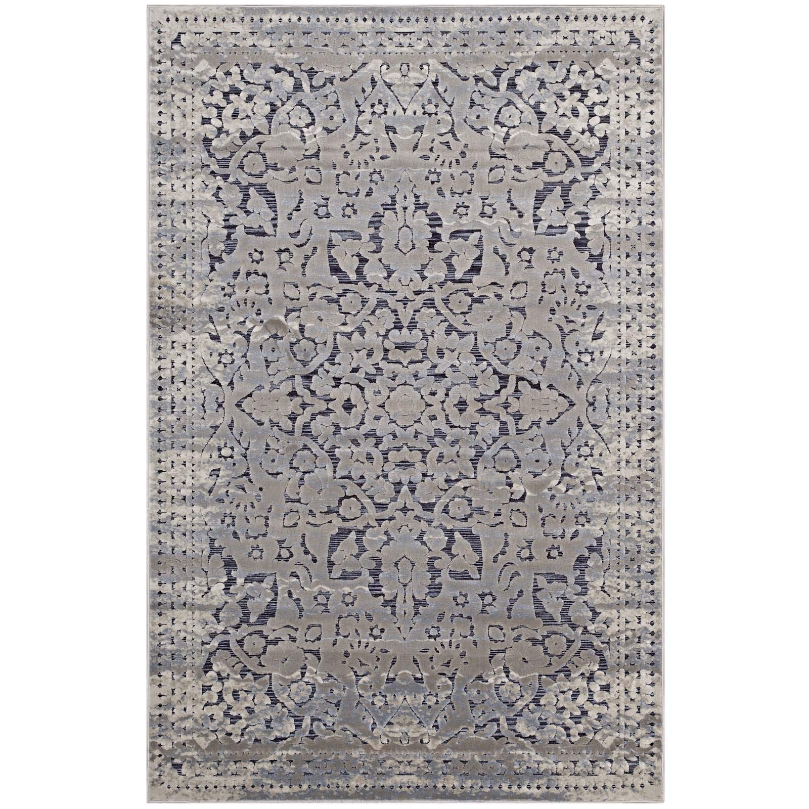 Distressed Vintage Industrial Country Farm Beach Living Area Rug - Multi Blue Fabric Floor Mat for Lounge, Living Room & Bedroom Decor