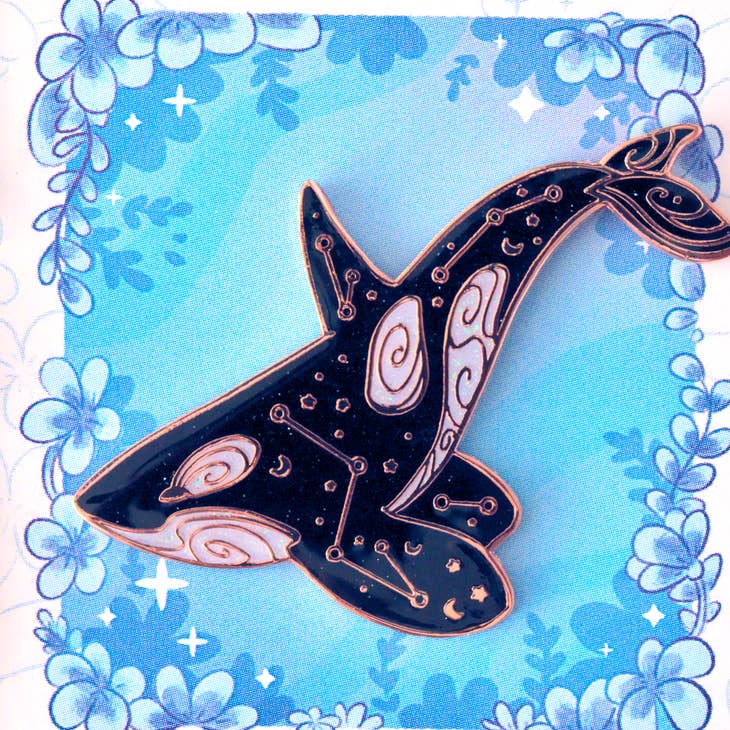 Arctic Orca Glitter Pin - Sparkling Whale Brooch for Women & Men - Perfect for Jackets, Hats, Bags & Accessories - Great for Parties, Gifts & Everyday Wear