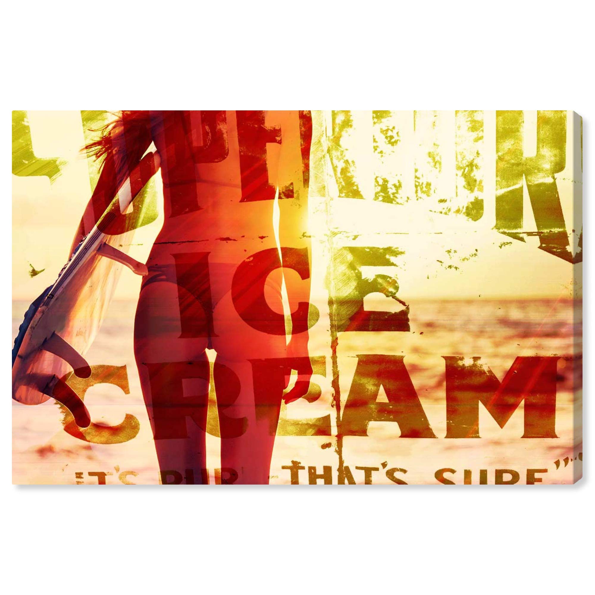 Premium Wynwood Studio 'Superior Ice Cream' Advertising Wall Art Canvas Print - Vibrant Orange & Yellow Home Decor (24