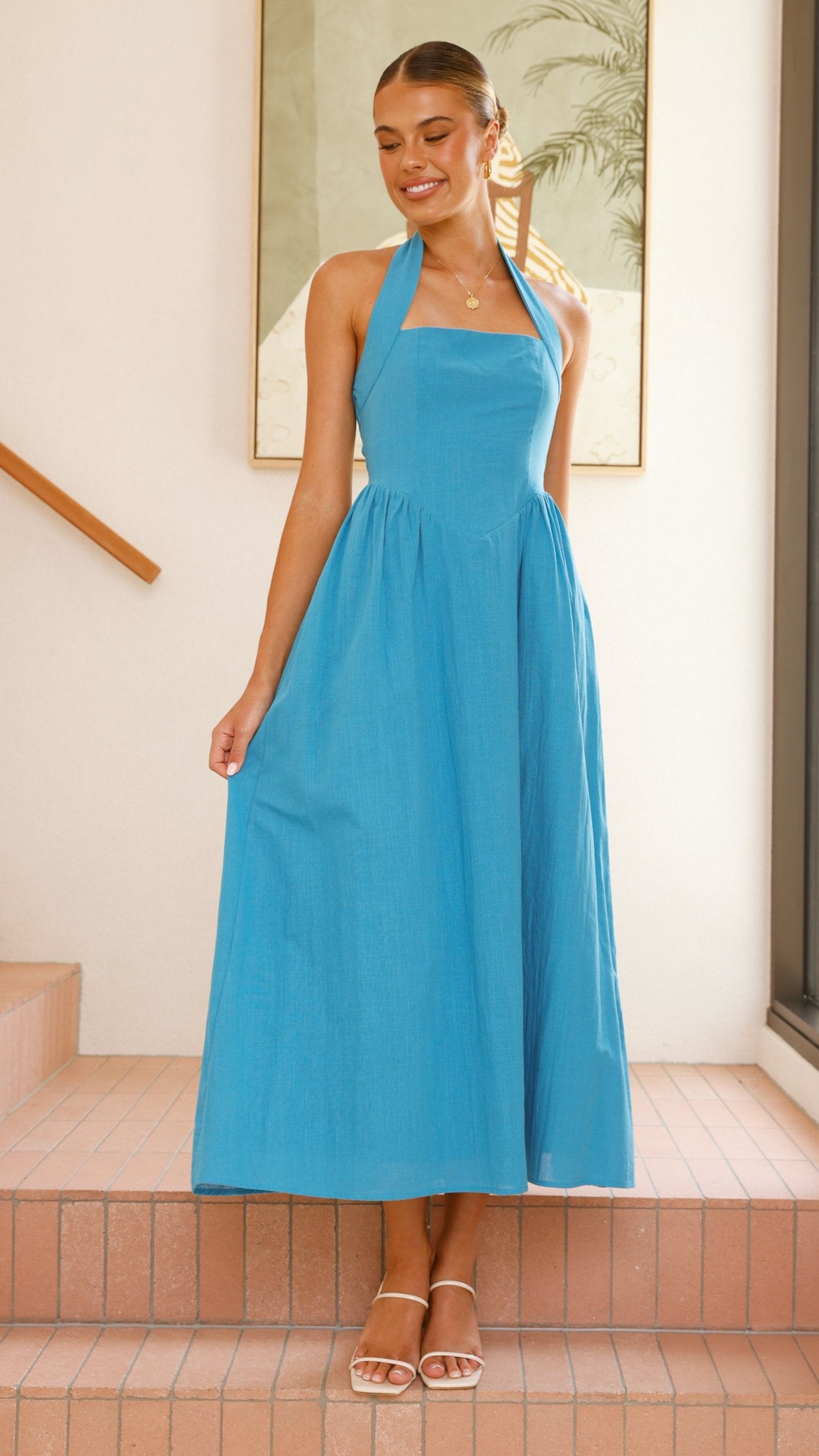 Caden Maxi Dress for Women - Elegant Cobalt Blue Long Flowy Summer Dress - Perfect for Beach, Vacation, and Casual Outings