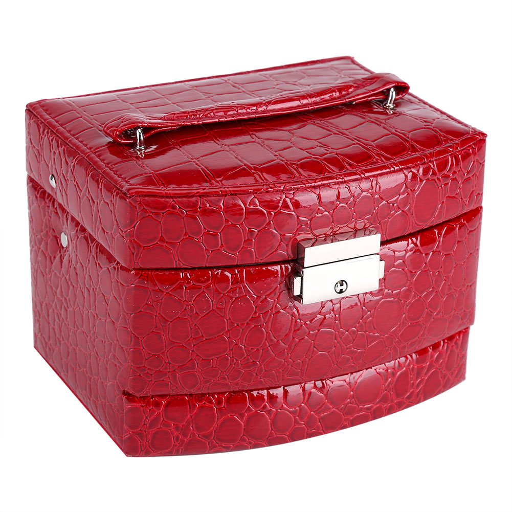 LetCart 3-Layer Jewelry Organizer Box - Necklace, Ring & Earring Storage Case for Women, Elegant Gift Idea for Home & Travel (Red) | Perfect for Bedroom Vanity, Closet Organization & Jewelry Protection