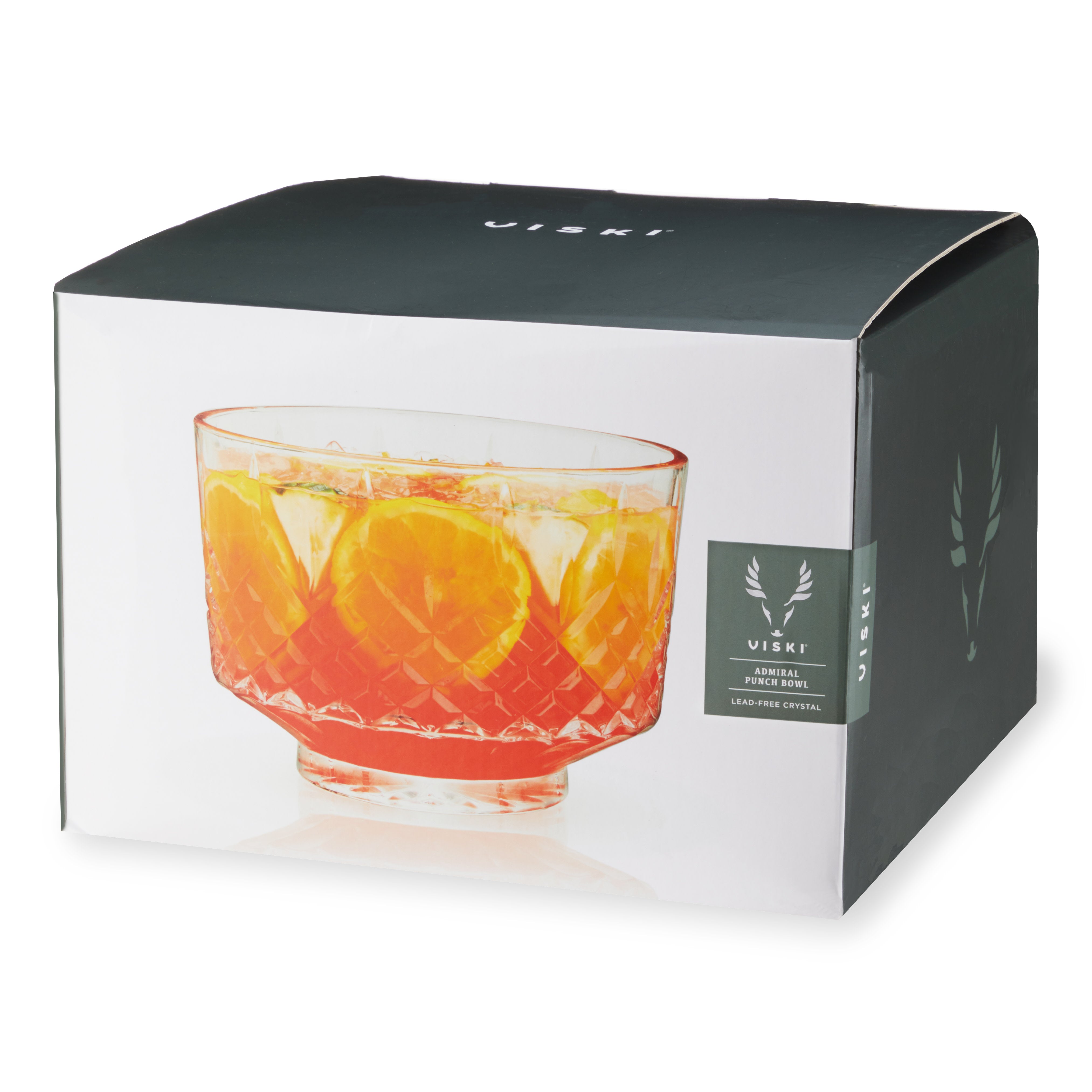 Admiral Crystal Punch Bowl Set - Elegant Glass Serving Bowl for Parties, Weddings & Special Events - Perfect for Cocktails, Mocktails & Beverages