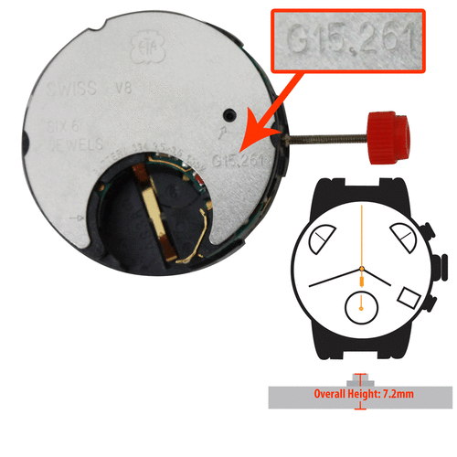 G15.261 DT@6 ETA Watch Movement - High Precision Swiss Mechanical Watch Movement for Luxury Watches, DIY Watchmaking & Watch Repair