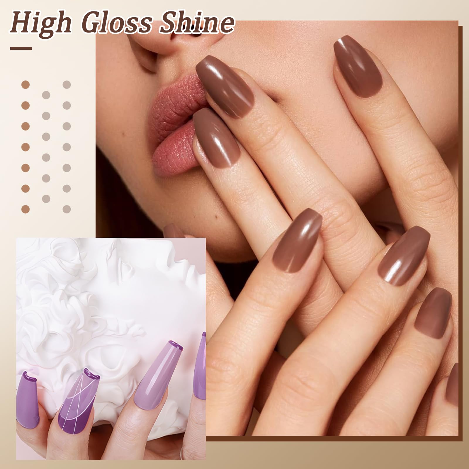 LKE Gel Nail Polish Set - 6 Colors Autumn Neutral Shades (Brown, Nude, Pink, Milky White) | Soak Off UV/LED Gel Polish Kit for Home DIY & Salon | Perfect for Fall Manicures, Nail Art Designs & Professional Nail Care