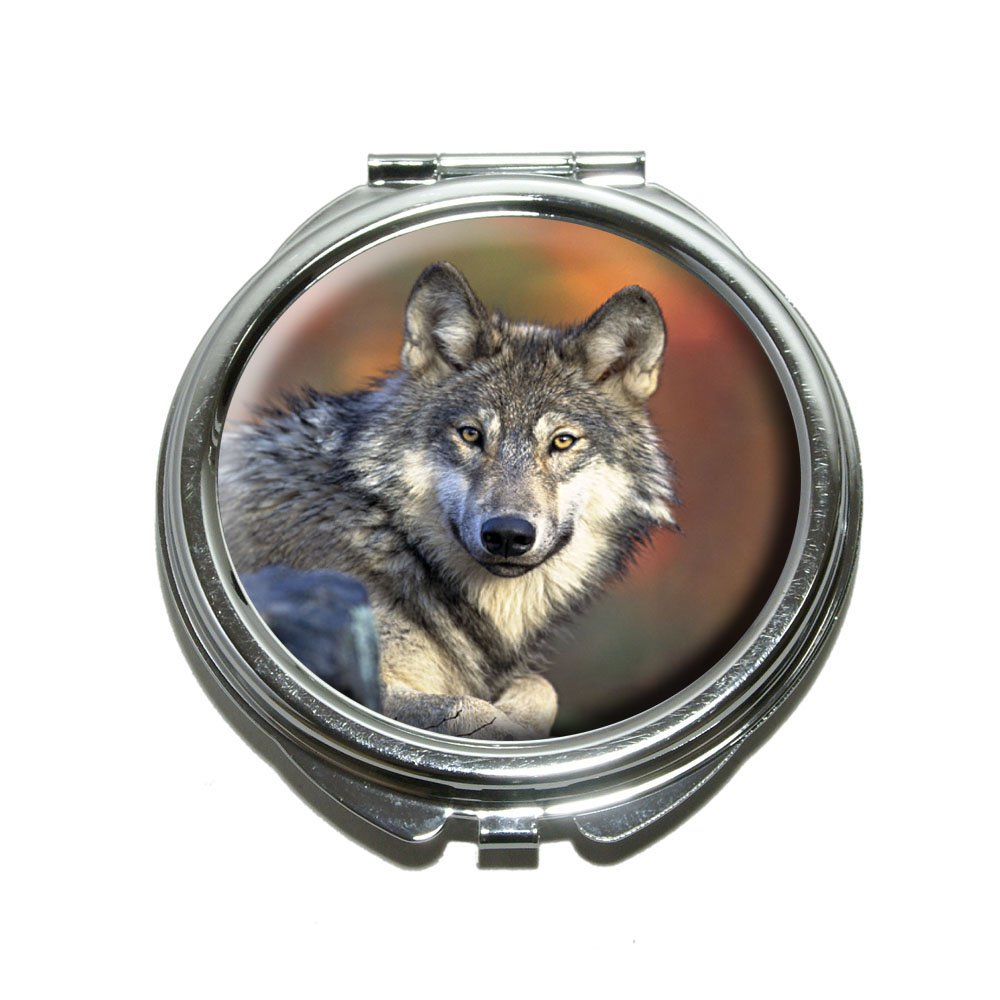 Wolf Compact Purse Mirror - Stylish & Portable Makeup Mirror for Women | Perfect for Travel, Home, and On-the-Go Touch Ups