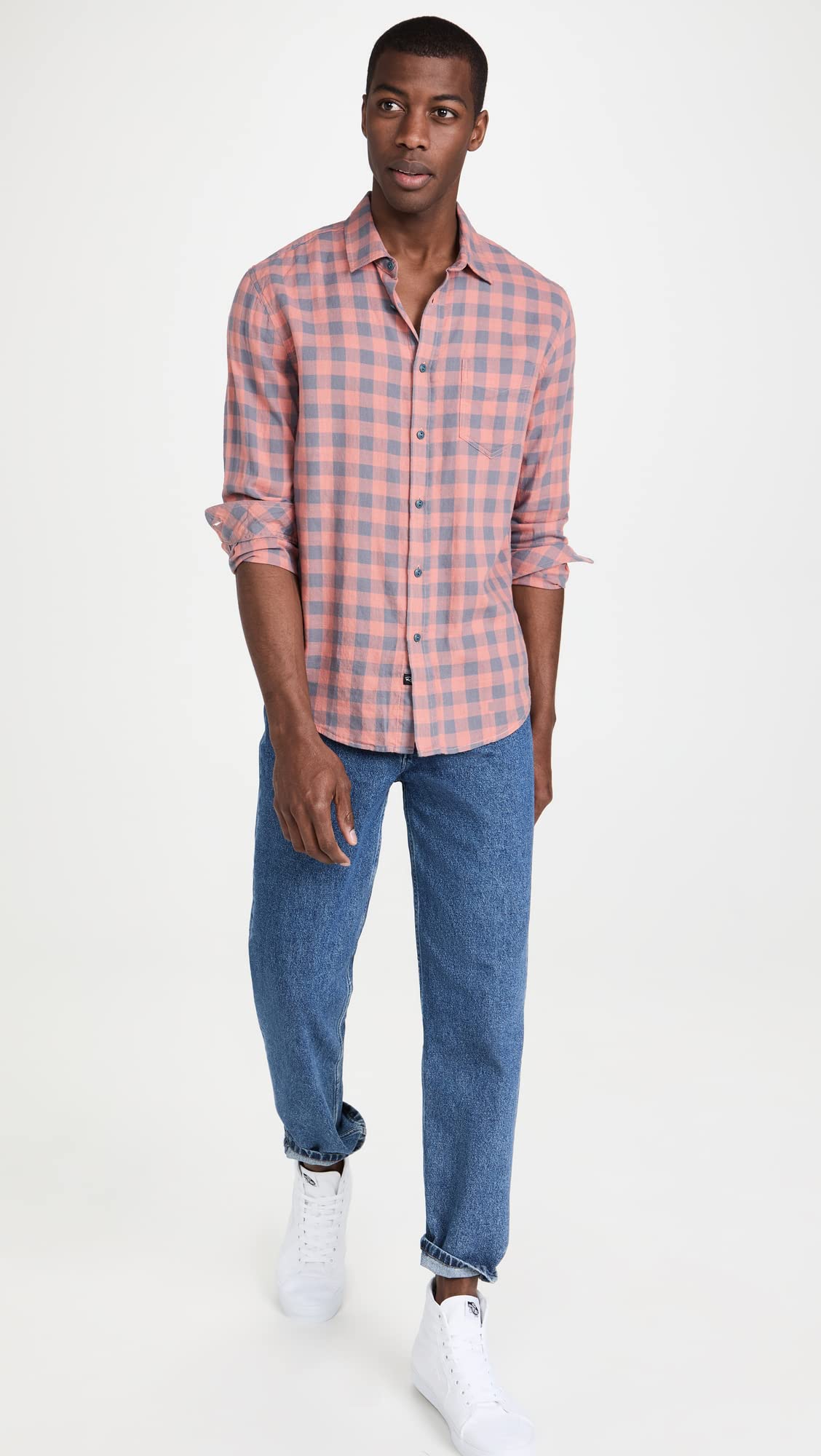 Men's Wyatt Plaid Shirt in April Rose Pink - Casual Button Down Shirt for Work, Date Night & Outdoor Activities | Size M