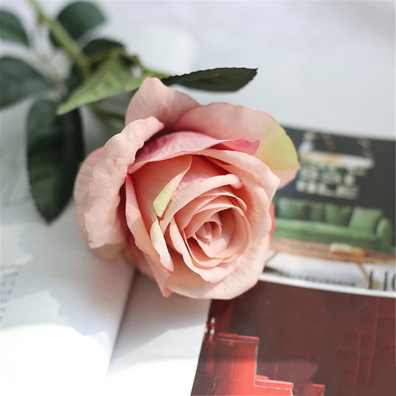 MILAX Artificial Silk Rose Flowers - Pink Fake Floral Bouquet for Wedding, Home Decor, Party Centerpieces - Hand-Tied Simulation Roses (One Size) - Perfect for Bridal Shower, Table Decorations & Romantic Gift Giving
