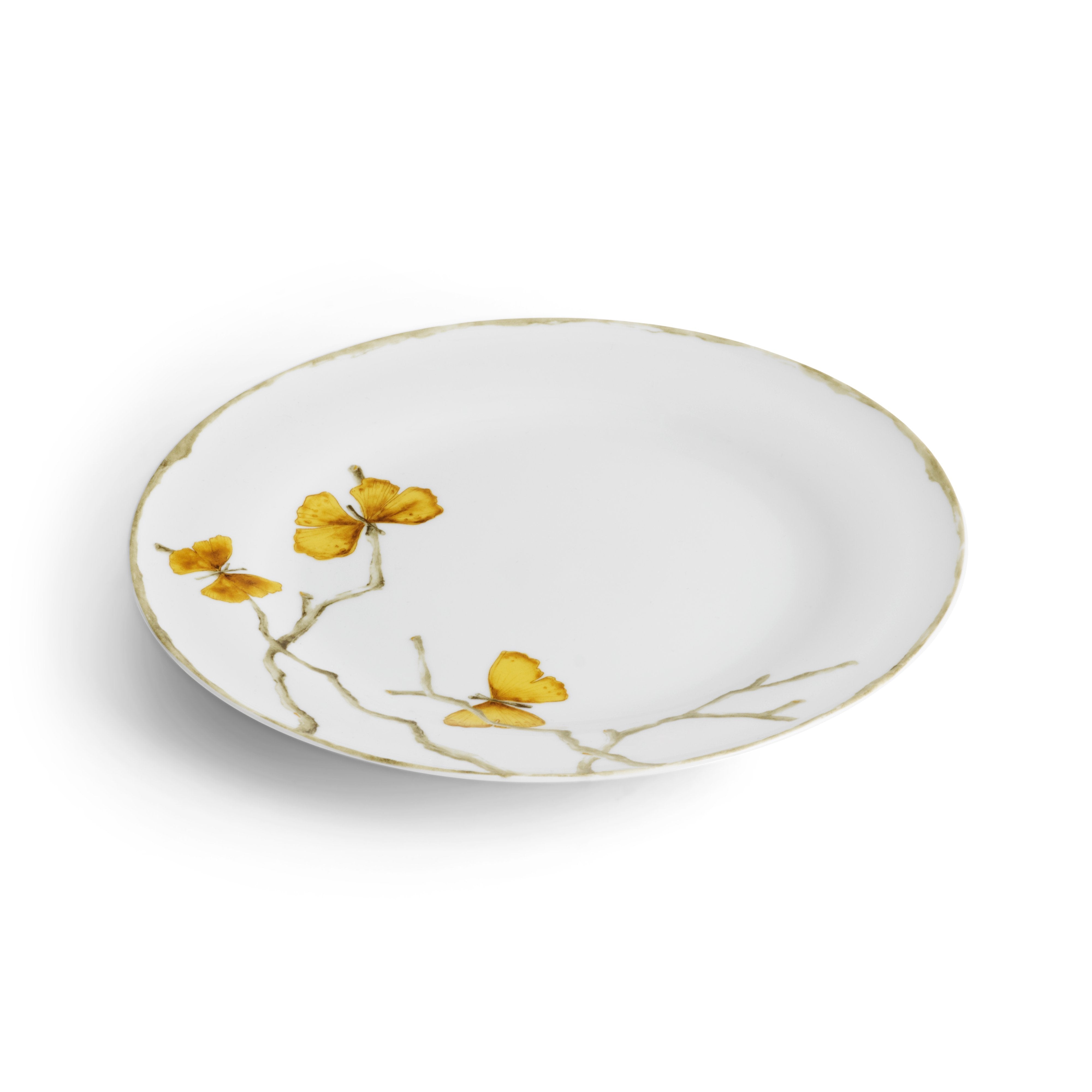 Butterfly Ginkgo Gold Dinnerware Set - Elegant Porcelain Plates, Bowls & Cups for Fine Dining, Wedding, and Special Occasions