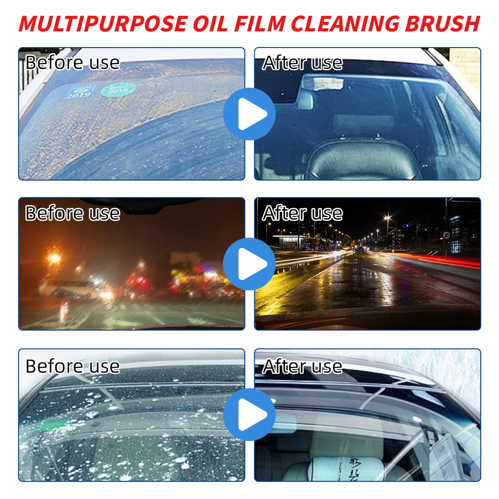 2024 New Automotive Oil Film Cleaning Brush & Glass Cleaning Board - Windshield Oil Film Cleaner & Glass Coating Kit for Cars - Perfect for DIY Car Detailing & Windshield Maintenance