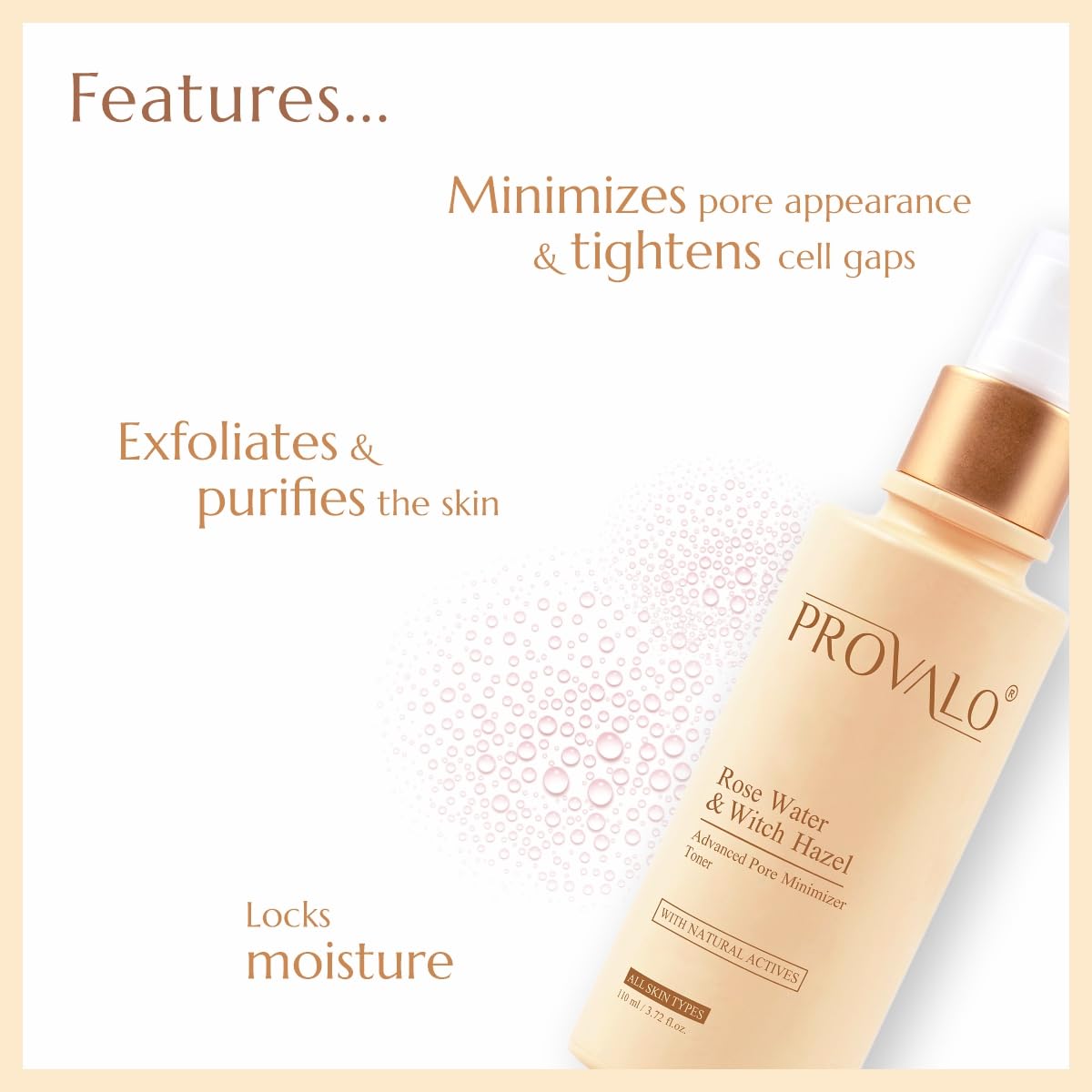Provalo Alcohol-Free Rose Water & Witch Hazel Face Toner for Glowing Skin - Tightens Pores & Hydrates Dry, Oily & Acne-Prone Skin - 110ml | Suitable for Men & Women | Perfect for Daily Skincare Routine & Post-Shave Soothing