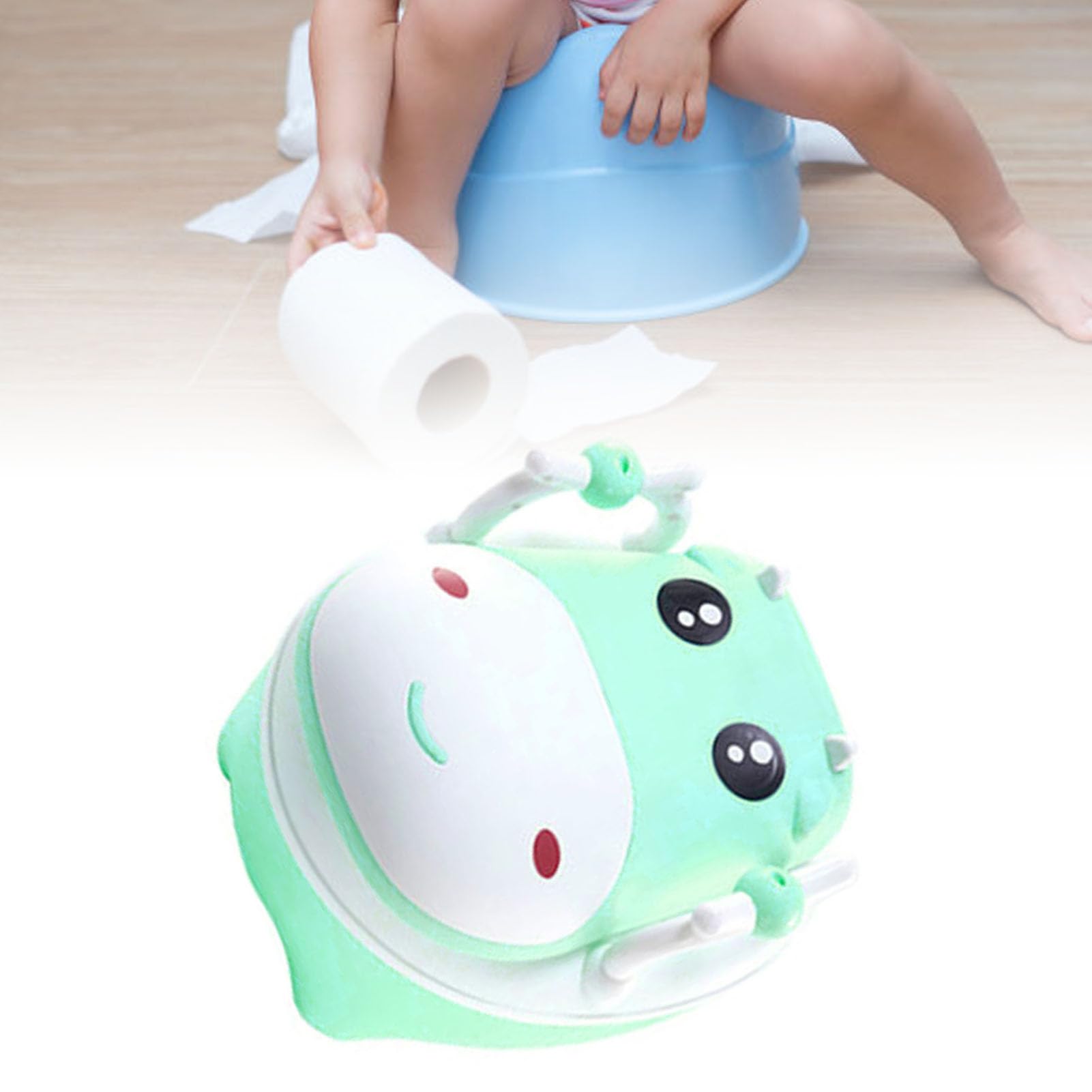 **Green Non-Slip Detachable Toddler Potty Training Toilet with Brush – Gender Neutral Baby Potty for Boys & Girls – Ideal for Home, Travel & Daycare Use**