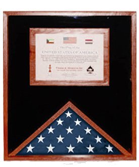 Premium American Flag Display Case with Certificate Holder - Wooden Shadow Box for Military, Memorial, or Home Decor