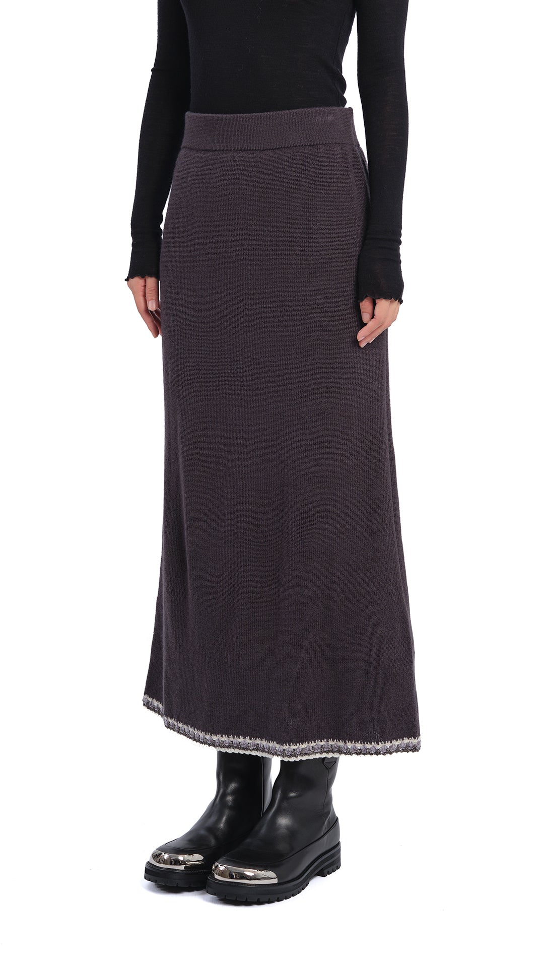 Elegant Crochet Trim Pencil Skirt for Women - Floral Lace Hem Bodycon Midi Skirt - Perfect for Office, Date Night & Special Occasions