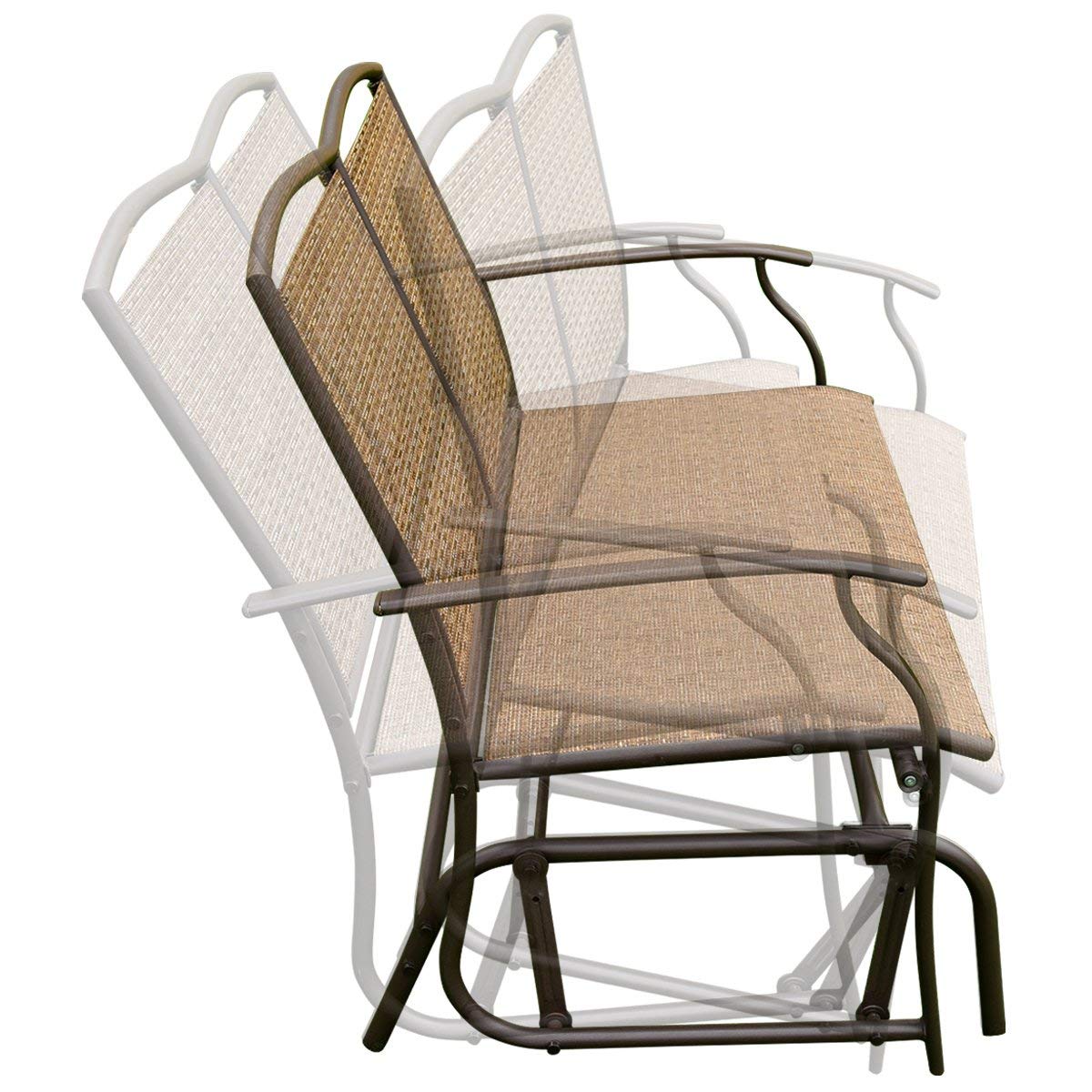 Outdoor Swing Glider Loveseat Chair - Heavy Duty Powder Coated Steel Frame Patio Bench for Backyard, Garden & Deck - Perfect for Relaxing, Lounging & Enjoying Sunset Views