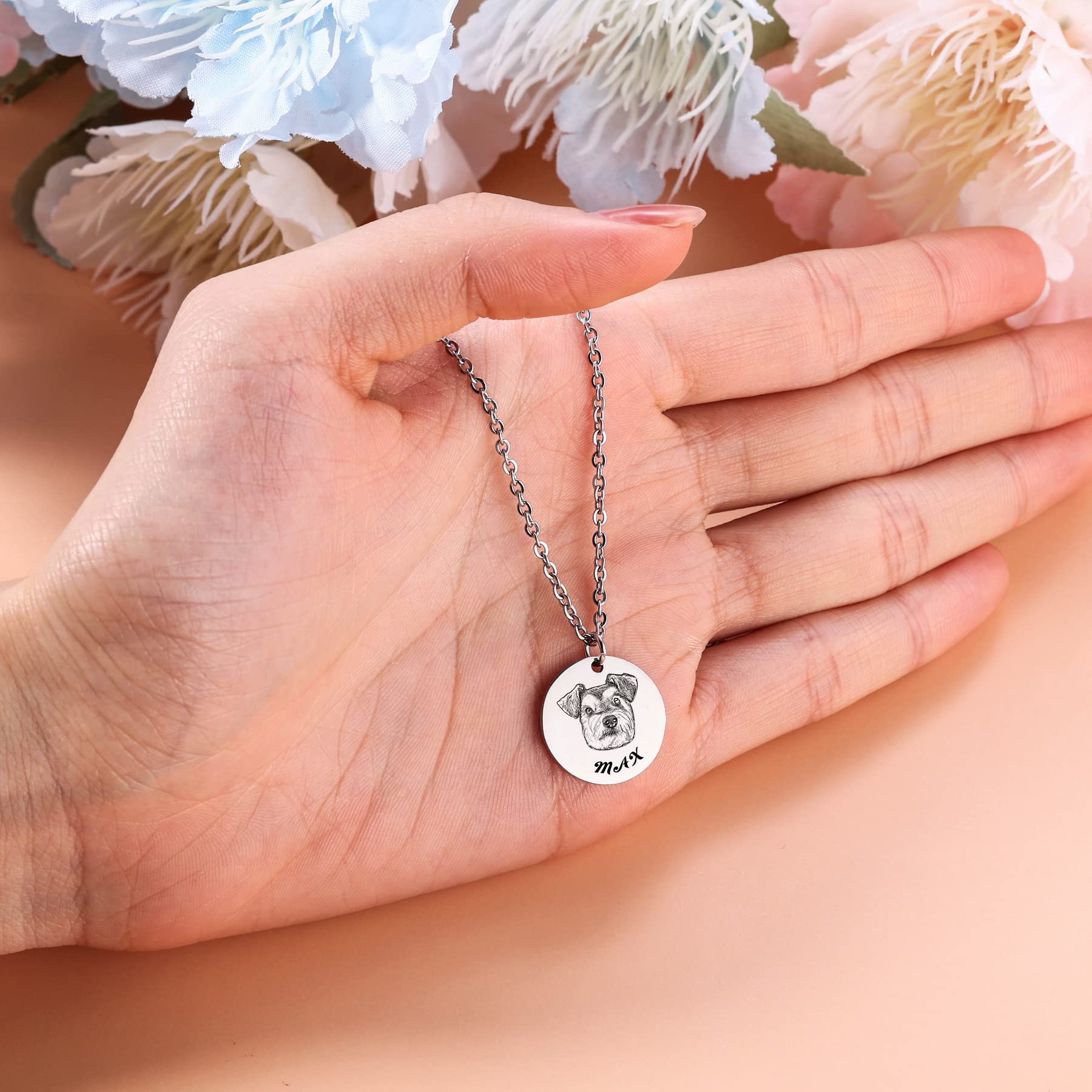 Custom Pet Portrait Necklace - Personalized Memorial Gift for Dog/Cat Lovers - Perfect for Pet Loss Comfort & Daily Wear