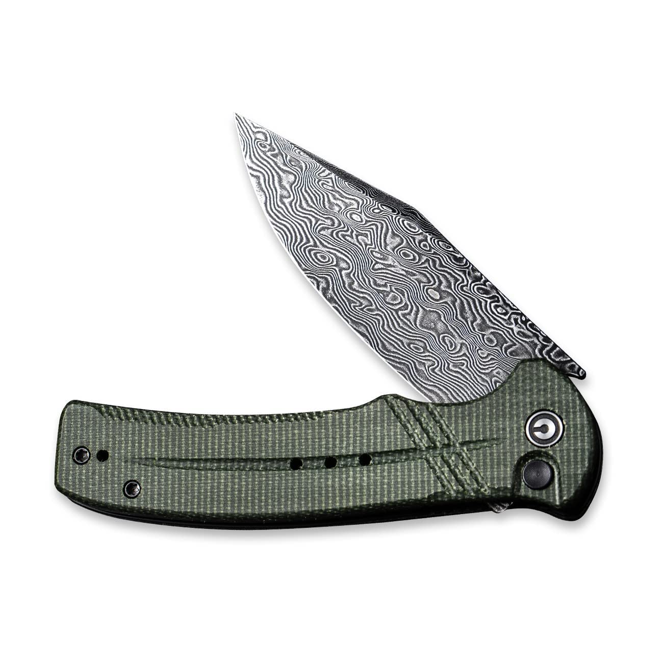 CIVIVI Button Lock Elementum Damascus Folding Knife - Premium EDC Pocket Knife with Razor Sharp Blade for Outdoor, Camping & Everyday Carry