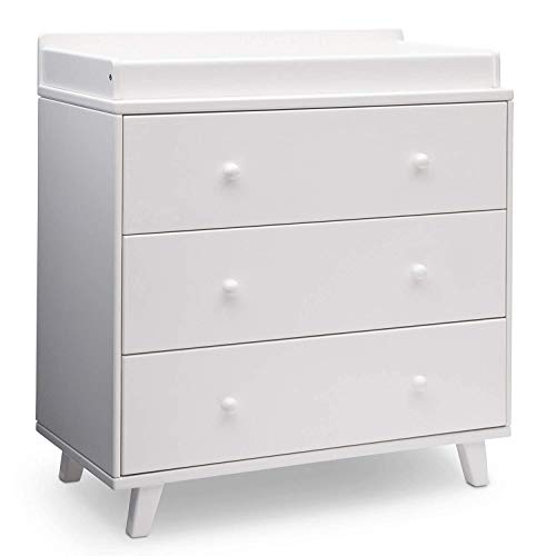 Delta Children Ava 3-Drawer Baby Dresser with Changing Top - White Nursery Furniture, Greenguard Gold Certified, 36.5