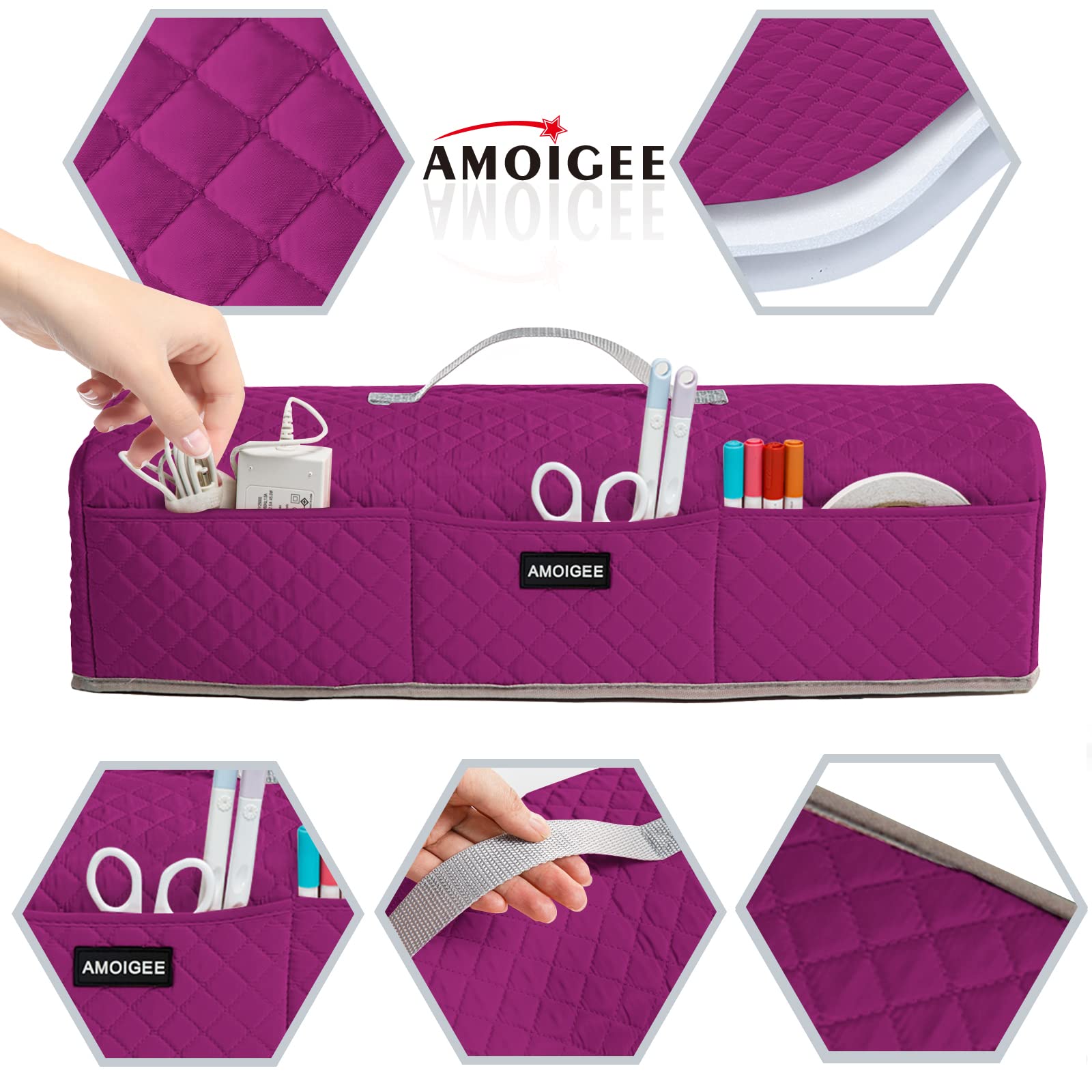 AMOIGEE Padded Dust Cover for Cricut Maker, Maker 3, Explore 3, Explore Air 2 - Protective Machine Cover for Cricut Accessories & Tools | Perfect for Crafting, Scrapbooking & DIY Projects