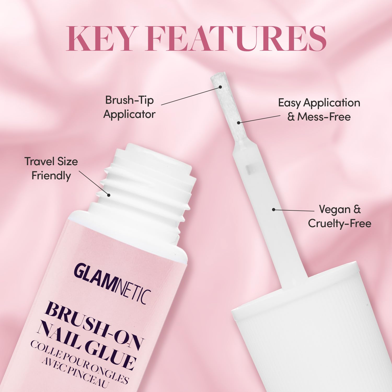 Glamnetic UltraPress Press-On Nails - Opaque UV Finish with Brush-On Glue & Easy Removal | Short Pointed Almond Shape, Reusable Fake Nails | 12 Sizes (24 Nails) | Perfect for Parties, Weddings & Everyday Wear