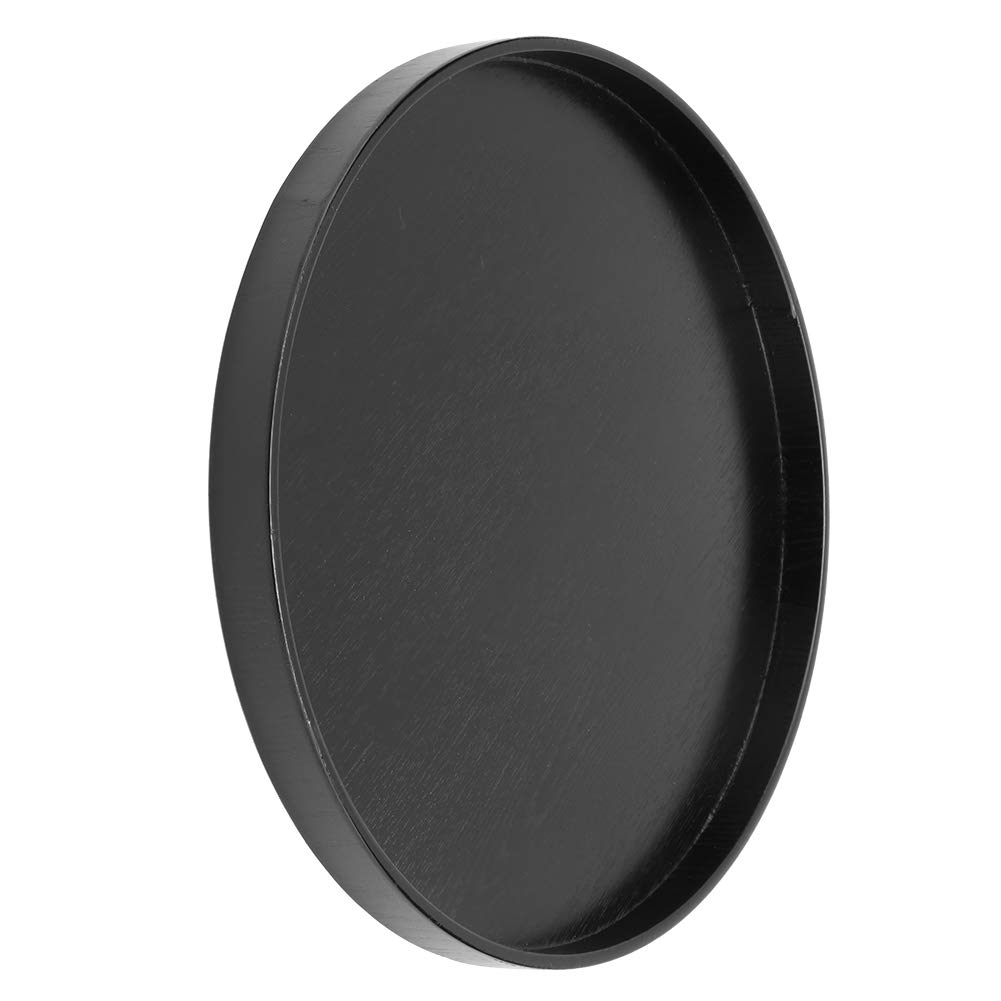 YUYTE Black Wooden Juice Snack Plate with Metal Grip - 30cm Rust-Resistant Serving Tray for Parties, Picnics & Home Entertaining