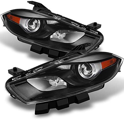 AKKON Black Halogen Headlights for 2013-2016 Dodge Dart - Left Driver & Right Passenger Side Replacement - Perfect for Night Driving and Vehicle Upgrades