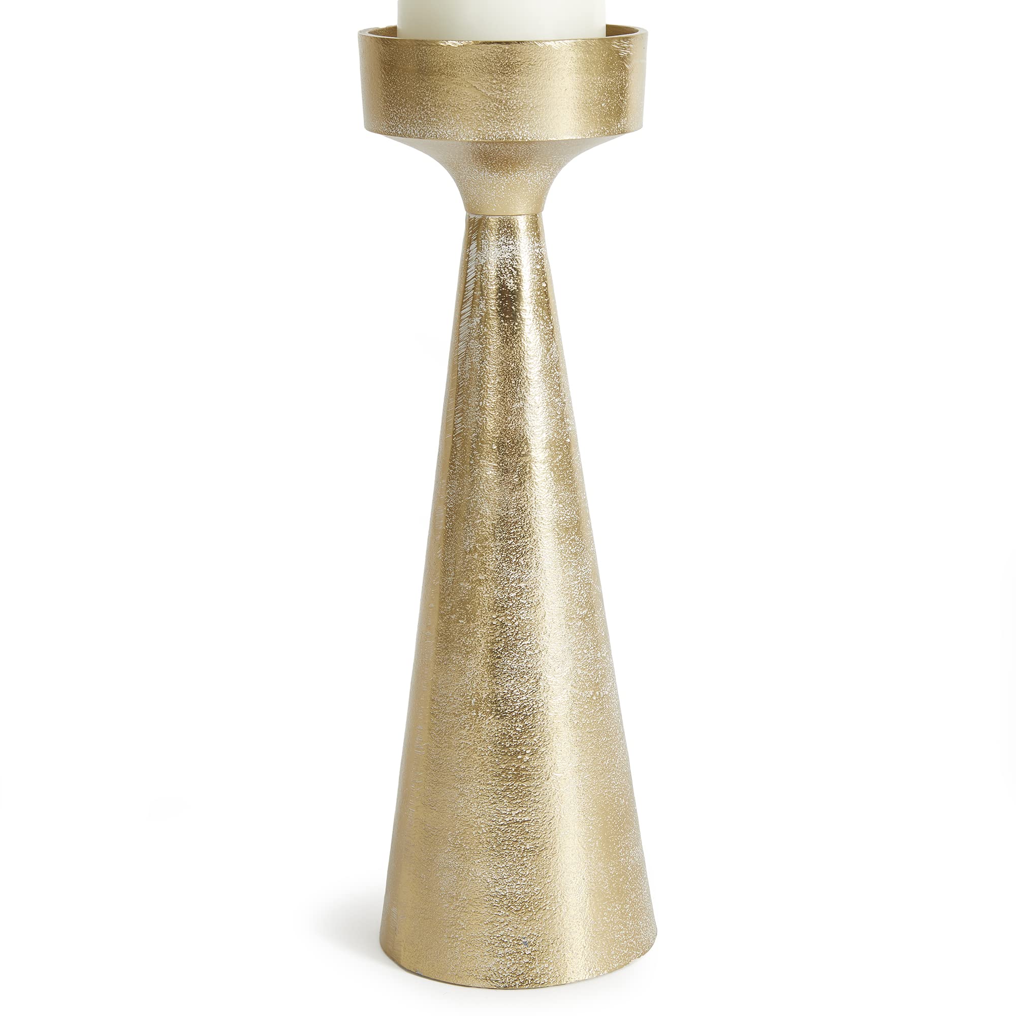Napa Home & Garden Florence Large White Ash Gold Candle Stand - Elegant Home Decor for Living Room, Bedroom, or Wedding Centerpiece