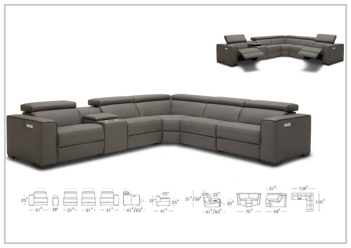 Gio Italia Aventura L-Shaped Leather Power Reclining Sectional Sofa - Modern Living Room Furniture for Home Theater & Family Gatherings