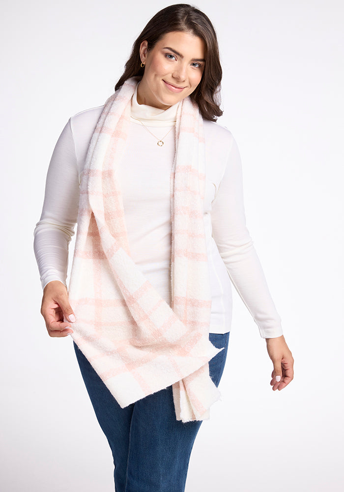 Bradie Scarf - Soft Mauve Plaid Winter Wrap for Women - Perfect for Cold Weather, Office & Casual Outfits