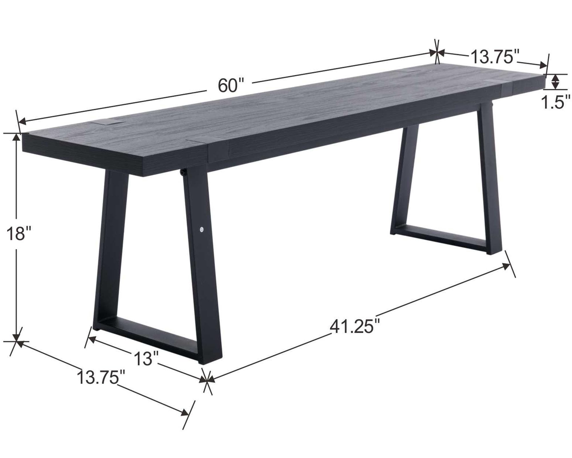 VESCASA 60 Inch Wooden Dining Bench with Black Metal Legs - Sturdy Kitchen & Dining Room Bench for Home, Restaurant, or Outdoor Patio Use