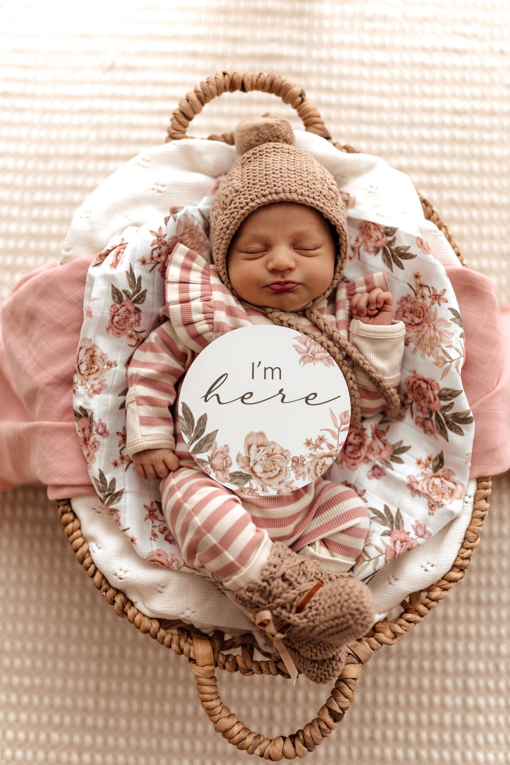 Organic Ribbed Baby Growsuit - Snuggle Hunny Rose Stripe - Soft Cotton Infant Romper for Newborns & Toddlers - Perfect for Playtime, Naptime & Photo Shoots