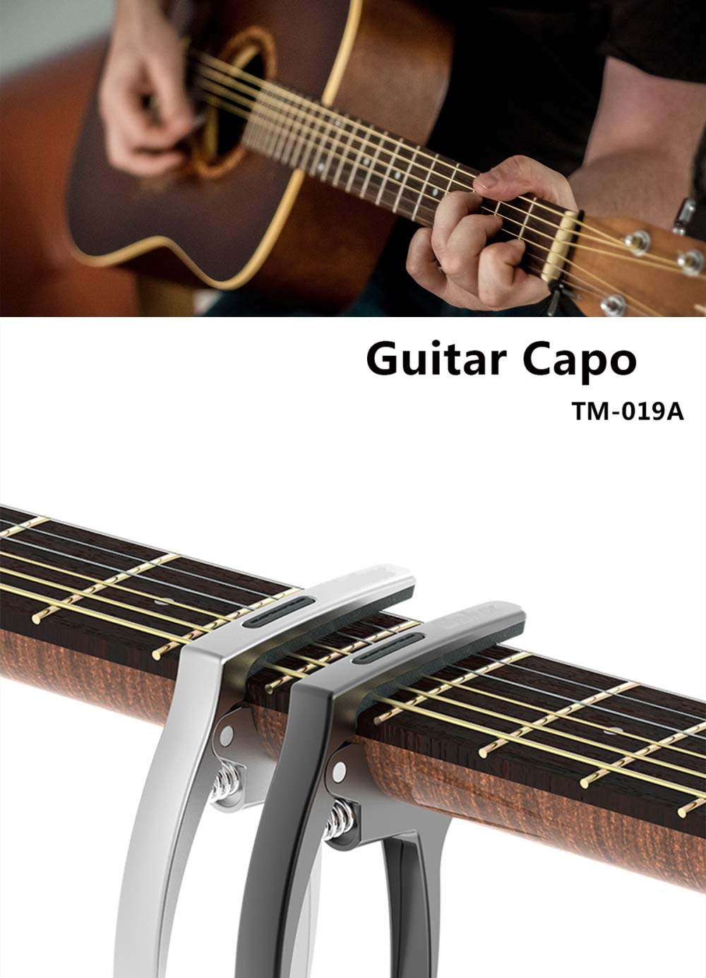 3 in 1 Guitar Capo for Acoustic & Electric Guitars with Storage Bag & Picks - Premium Bronze String Accessories - Perfect for Live Performances, Studio Recording & Practice Sessions