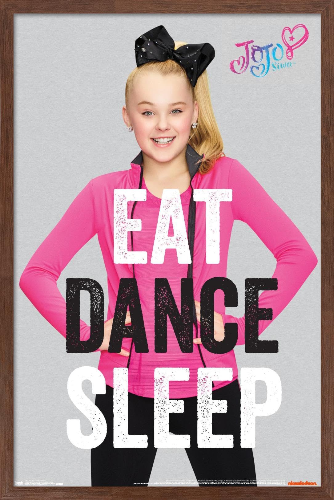 JoJo Siwa Eat Dance Sleep Wall Poster - 14.725 x 22.375 Inches, Mahogany Framed Version - Trendy Teen Room Decor for Bedroom, Dorm & Dance Studio