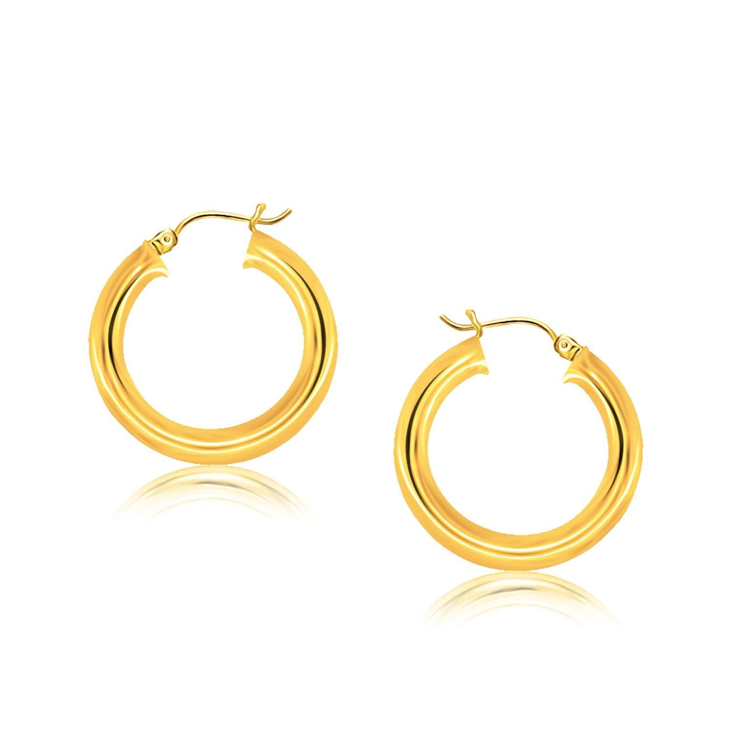 14K Yellow Gold Polished Hoop Earrings - 30mm Classic Circle Earrings for Women, Gift for Her, Everyday Wear & Special Occasions