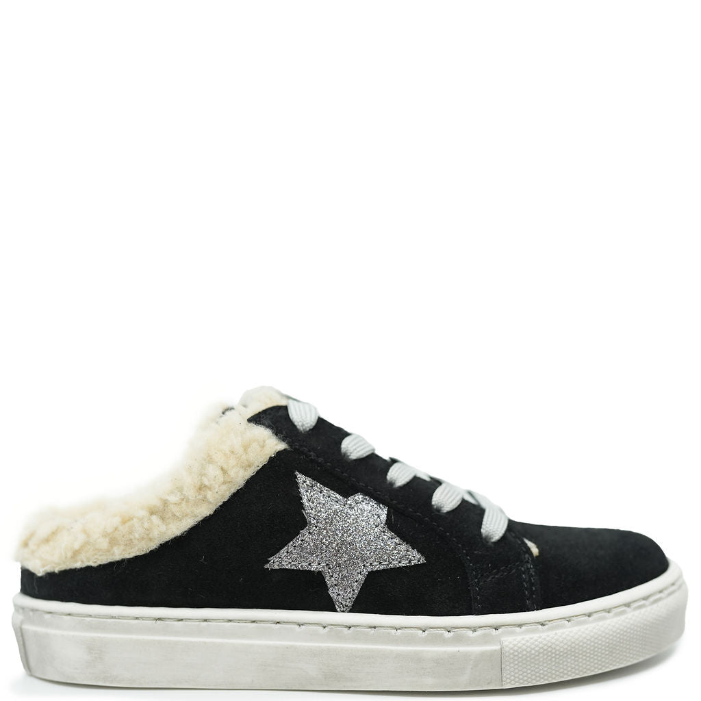 Blublonc Black Star Mule Sneakers for Women - Slip On Comfortable Walking Shoes with Arch Support | Casual Fashion, Work, Travel & Everyday Wear