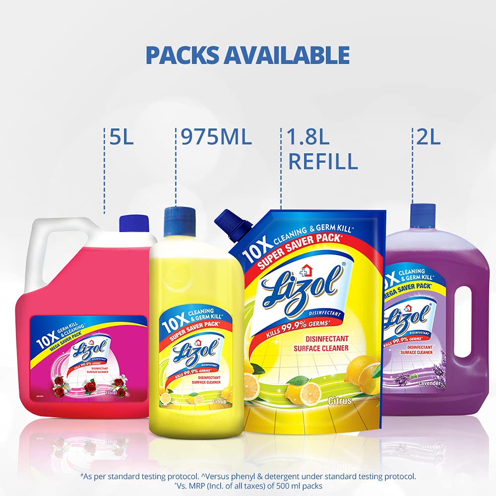Lizol Disinfectant Floor Cleaner Floral Scent 975ml & Harpic Powerplus Toilet Cleaner Rose Fragrance 1L - Kills 99.9% Germs, Eliminates Odors - Best for Bathroom, Kitchen, Tile & Household Deep Cleaning - Ideal for Homes, Offices & Commercial Spaces