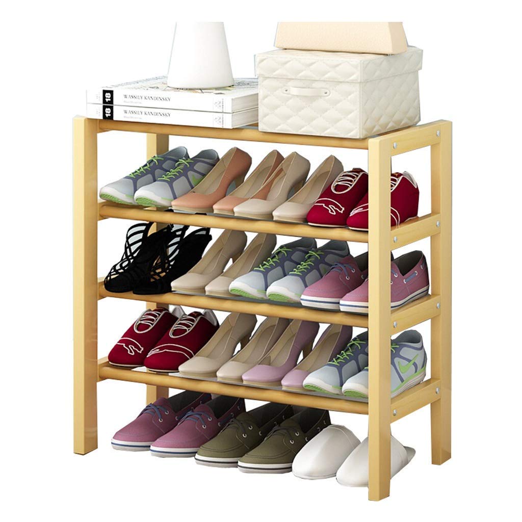 Dalovy Wooden Shoe Rack Organizer - 3-Tier Stackable Shoe Storage Shelf (50cm) for Entryway, Closet & Bedroom - Natural Wood Color Shoe Organizer for Home & Apartment