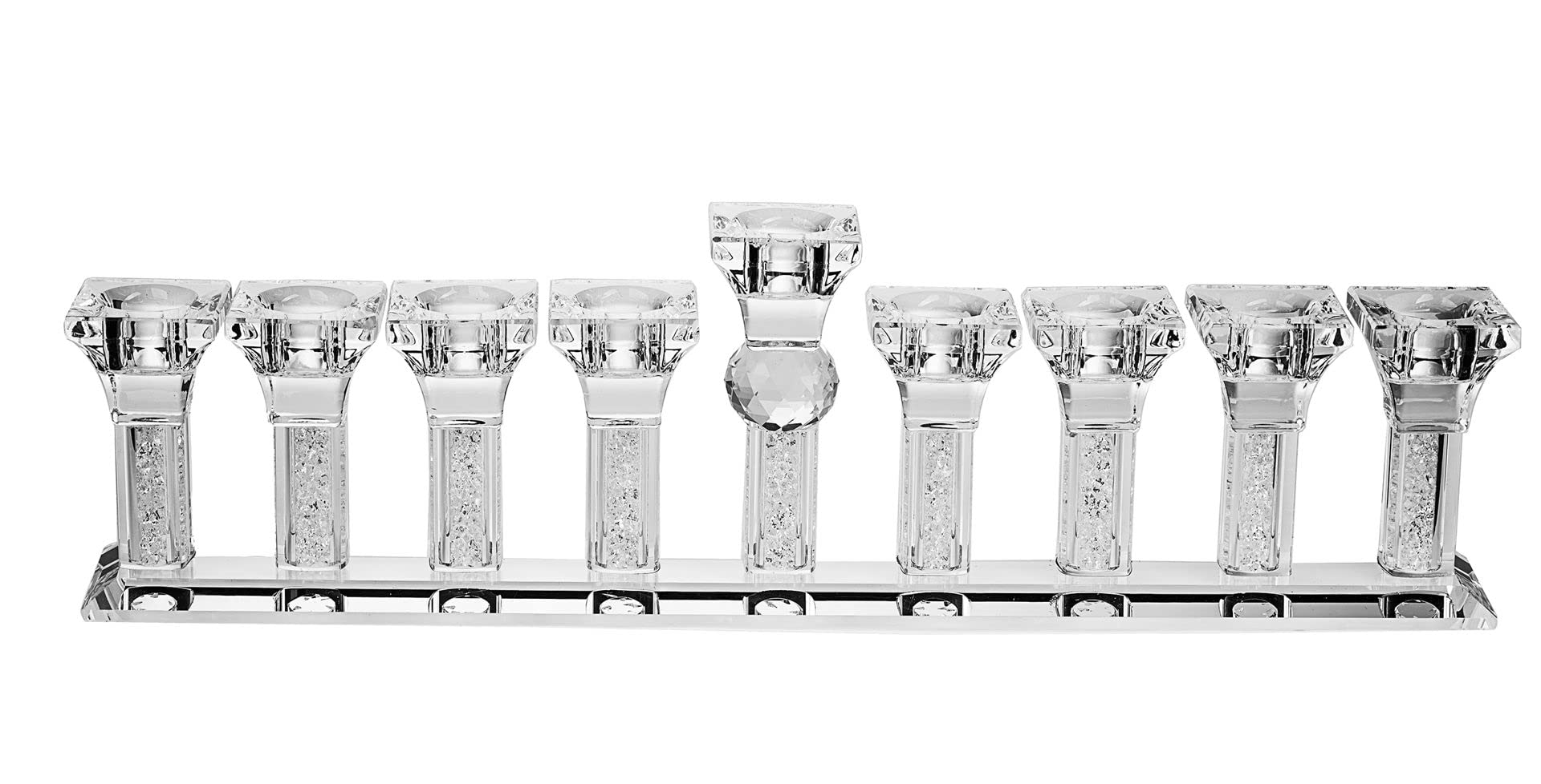 Modern Crystal Ball Oil Menorah - Elegant Judaica Hanukkah Decor for Home, Synagogue & Holiday Celebrations