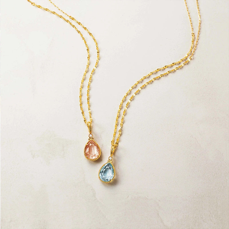 Natural Topaz Citrine Teardrop Pendant Necklace - 925 Sterling Silver Jewelry Gift for Women | Perfect for Birthday, Anniversary & Everyday Elegance