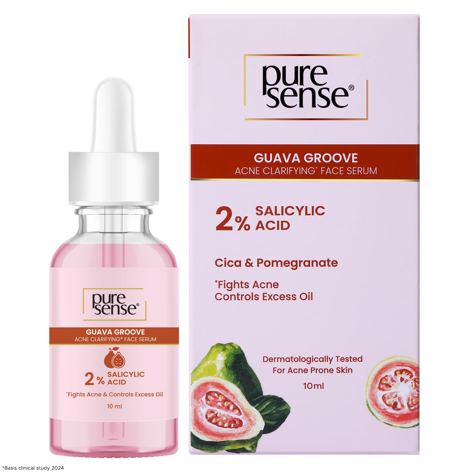 PureSense 2% Salicylic Acid BHA Face Serum with Guava Extract - Oil Control & Acne Treatment for Oily & Acne-Prone Skin - Men & Women - 10ml - Perfect for Daily Skincare Routine & Blemish Prevention