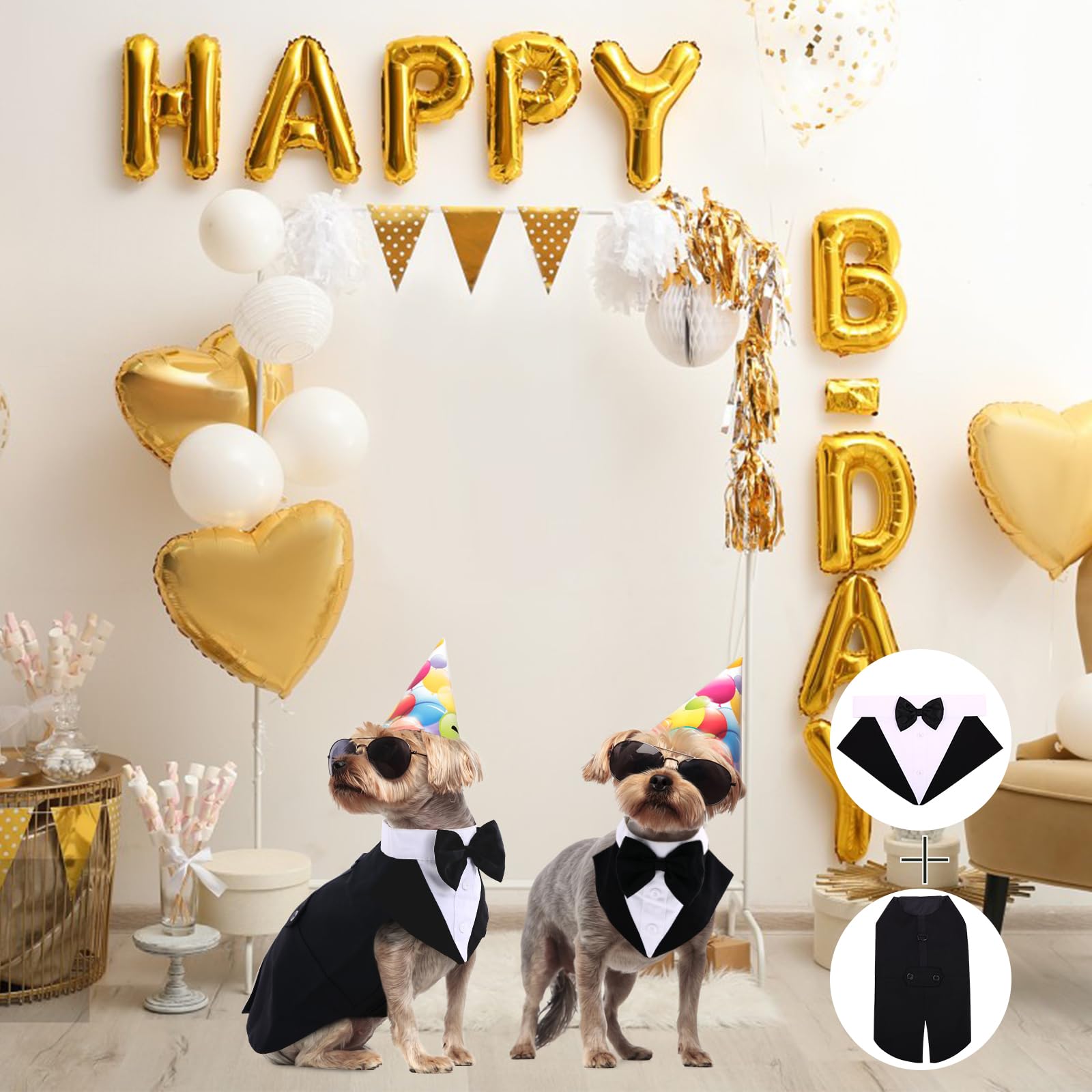 Premium Dog Tuxedo for Large Dogs - Formal Canine Suit with Bow Tie & Bandana Set | Wedding, Halloween, Christmas & Birthday Party Costume | Black Tuxedo Outfit for Dogs - Perfect for Special Occasions & Photo Shoots